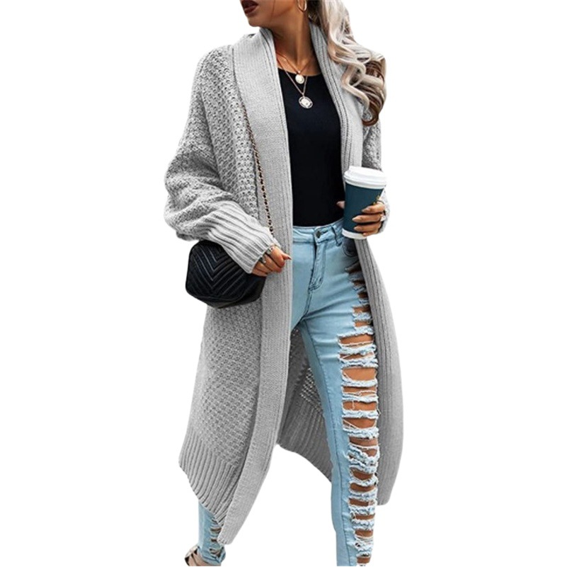 Suéter de punto para mujer 2026, superventas de exportación, ropa de mujer de talla grande para otoño e invierno, abrigo largo de punto estilo europeo y americano, suéter de mujer con mangas murciélago. image 1
