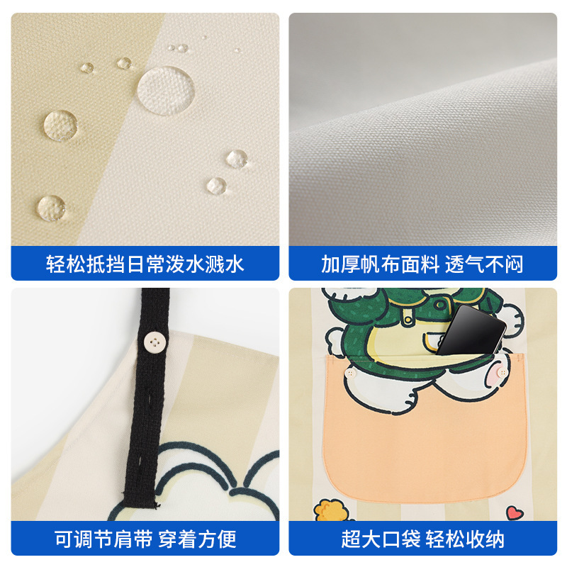 挂脖卡通帆布围裙高颜值名画系列家用耐脏耐磨防水印花擦手工作服|undefined