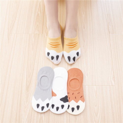 Ins Cat Paw Women's Summer New Cartoon Cute Cat Invisible Low-top Ship Socks Silicone Non-slip Thin Socks