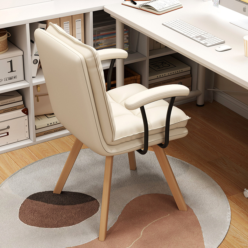Solid Wood Swivel Computer Chair, Home Soft-Packed Office Chair, Comfortable Sedentary Bedroom Dressing Chair, Study Desk Study Chair
