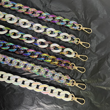 欧美亚克力手机挂绳挂链AB炫彩透明彩色包带链条斜跨肩带包链包带