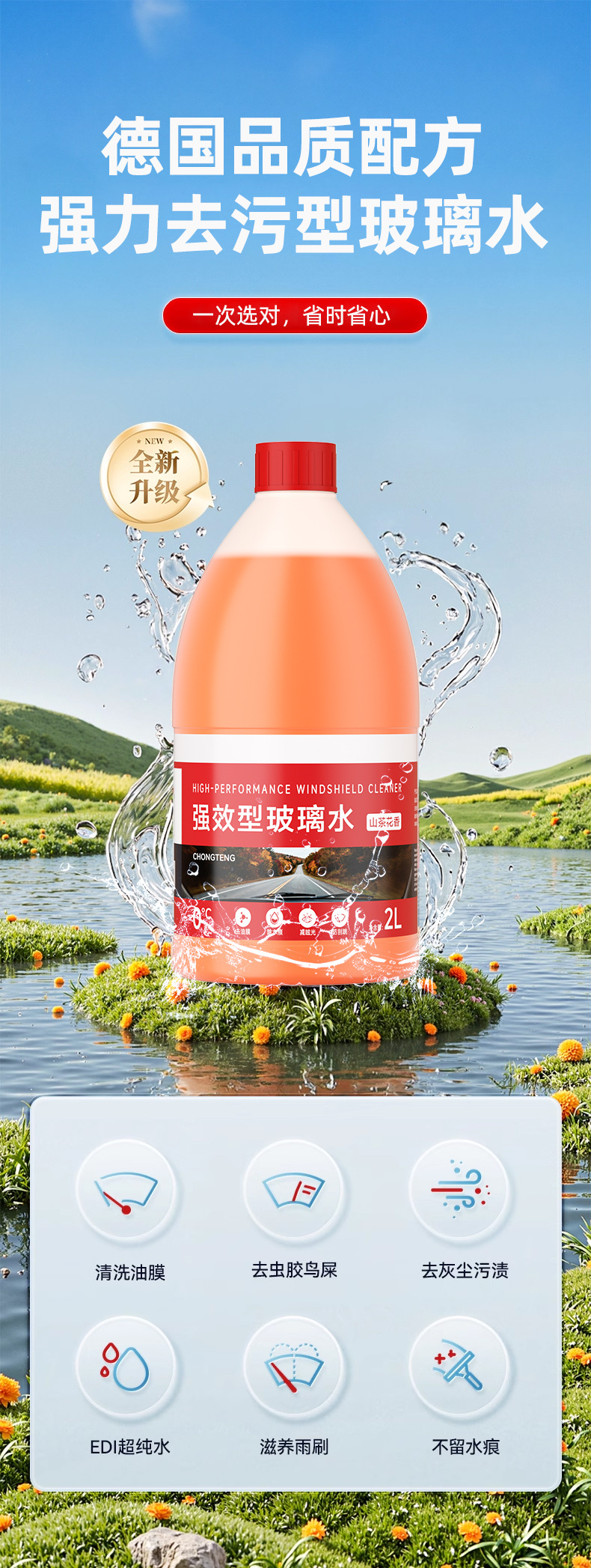 [Premium Selection] Glass Cleaner for Cars, Powerful Oil Film Remover, Ethanol-Based Glass Cleaner, Winter Antifreeze Glass Cleaner