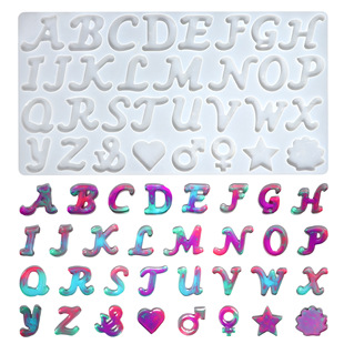 DIY crystal glue mirror 26 letters and 6 patterns of silicone mold ornaments decoration mold manufacturers