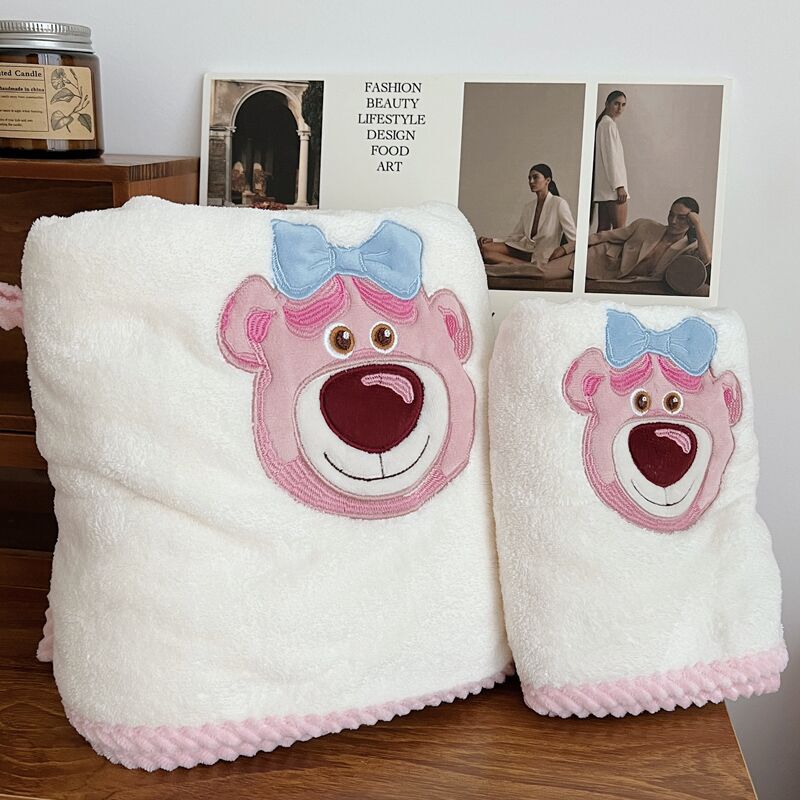 Export Strawberry Bear Cartoon Towel Bath Towel Set Adult Quick-drying Towel Baby Coral Fleece Children's Bath Towel Export Strawberry Bear Cartoon Towel Bath Towel Set Adult Quick-drying Towel Baby Coral Fleece Children's Bath Towel