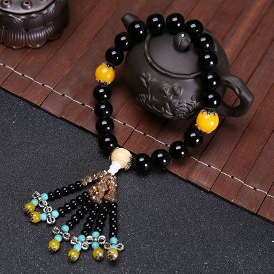 Chinese Style Car Gear Shift Bead Car hanging - national-trend-black