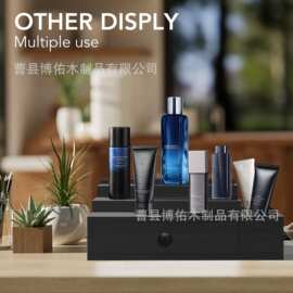 木制香水收纳盒抽屉收纳盒香水架男士立式收纳架3层古龙水展示架