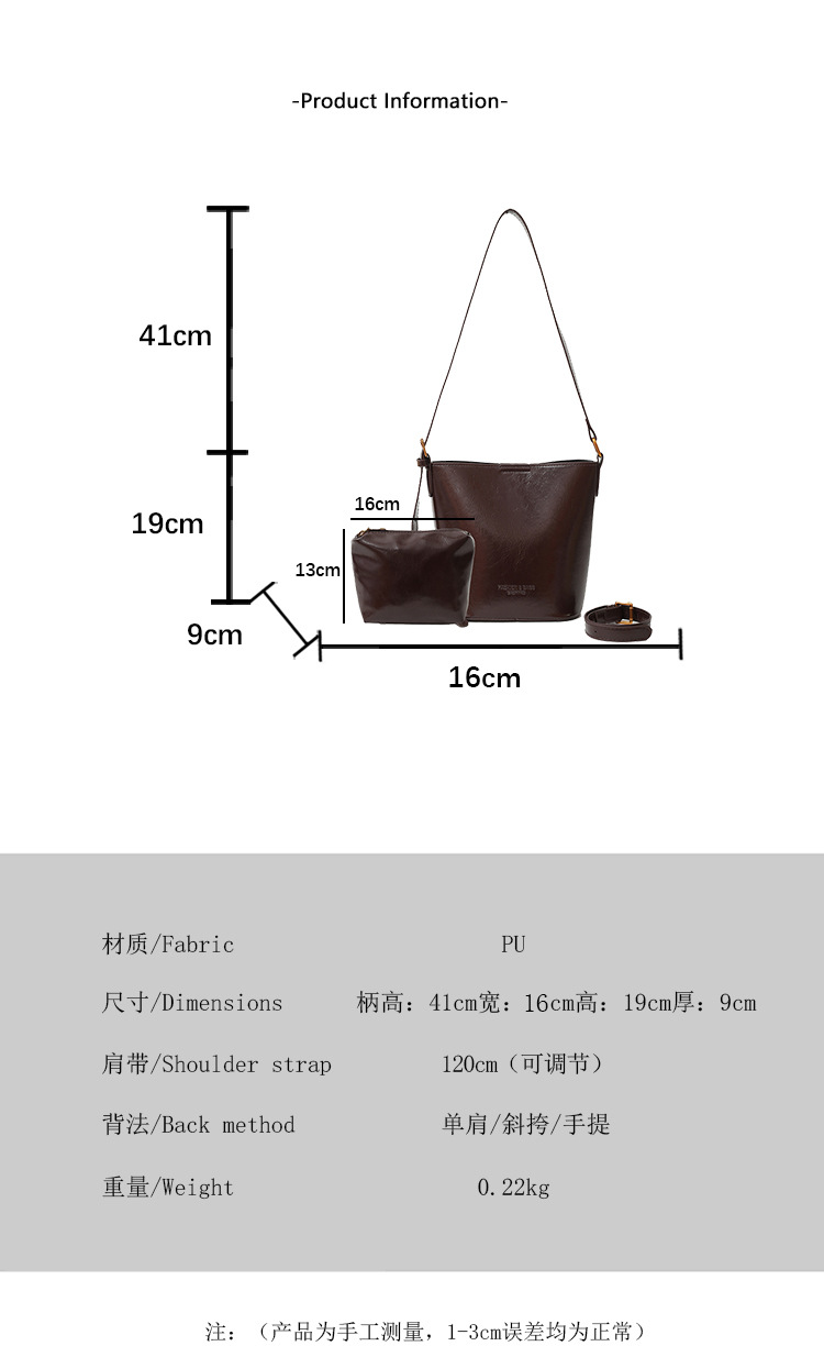 This year, the retro and fashionable women's 2024 new models are popular. This year, single-shoulder crossbody bags, large-capacity hand-held bucket bags, and cross-border bags are all in vogue details Picture