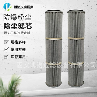 定制覆膜聚酯空气滤筒法兰式烟尘粉末过滤器大流量防火除尘滤芯