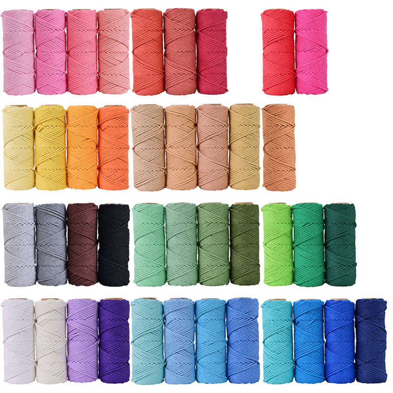 4mm50米彩色棉绳diy手工编织粗细装饰绳棉线绳编织挂毯绳子捆绑绳
