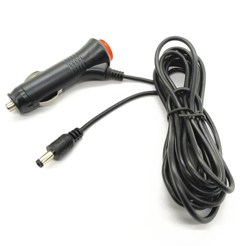 Switch-controlled 3-meter long cigarette lighter plug cord car audio DC connection cable car power extension cord