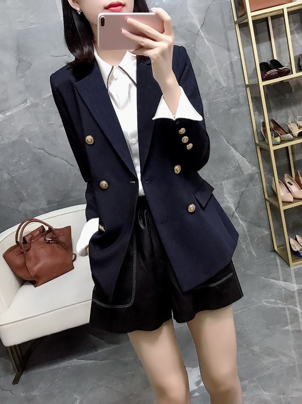 XZ022-Suit Jacket Women's Large Size Women's Fat MM Navy Blue Suit Jacket Professional Suit XZ022-Suit Jacket Women's Large Size Women's Fat MM Navy Blue Suit Jacket Professional Suit