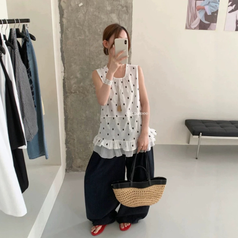 Ccc 6653 Elegant Tassel Polka Dot Sleeveless Top, Length 68 - for Distributors Only, No Returns or Exchanges Ccc 6653 Elegant Tassel Polka Dot Sleeveless Top, Length 68 - for Distributors Only, No Returns or Exchanges