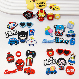 Marvel Iron Man Batman Soft Rubber DIY Phone Case Decorative Sticker League of Legends Anime Figure Patch Hole