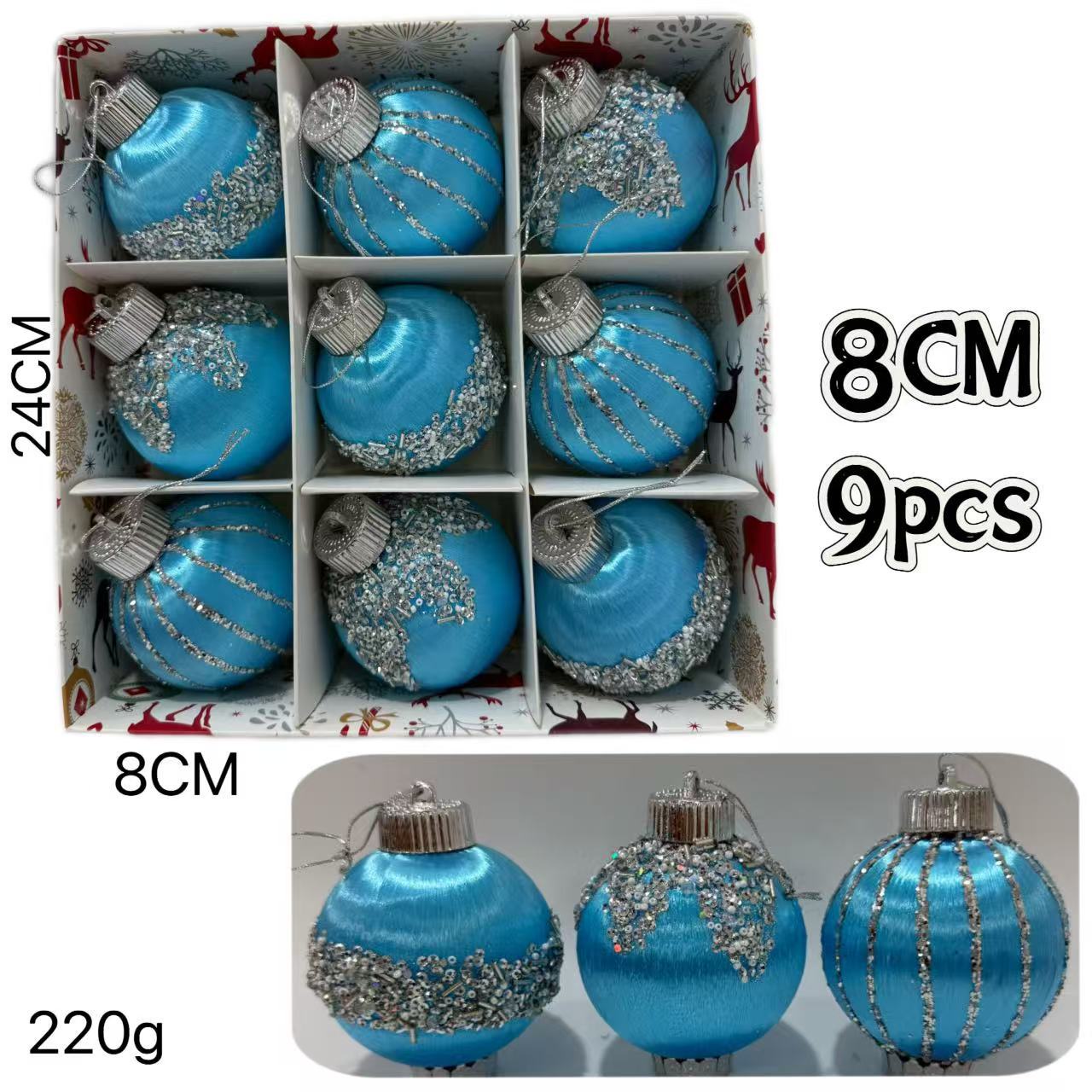 Nuevos bolas de Navidad transfronterizas 8cm / 9pcs decoraciones de árbol de Navidad colgante decoración de Navidad diseño de escena image 22