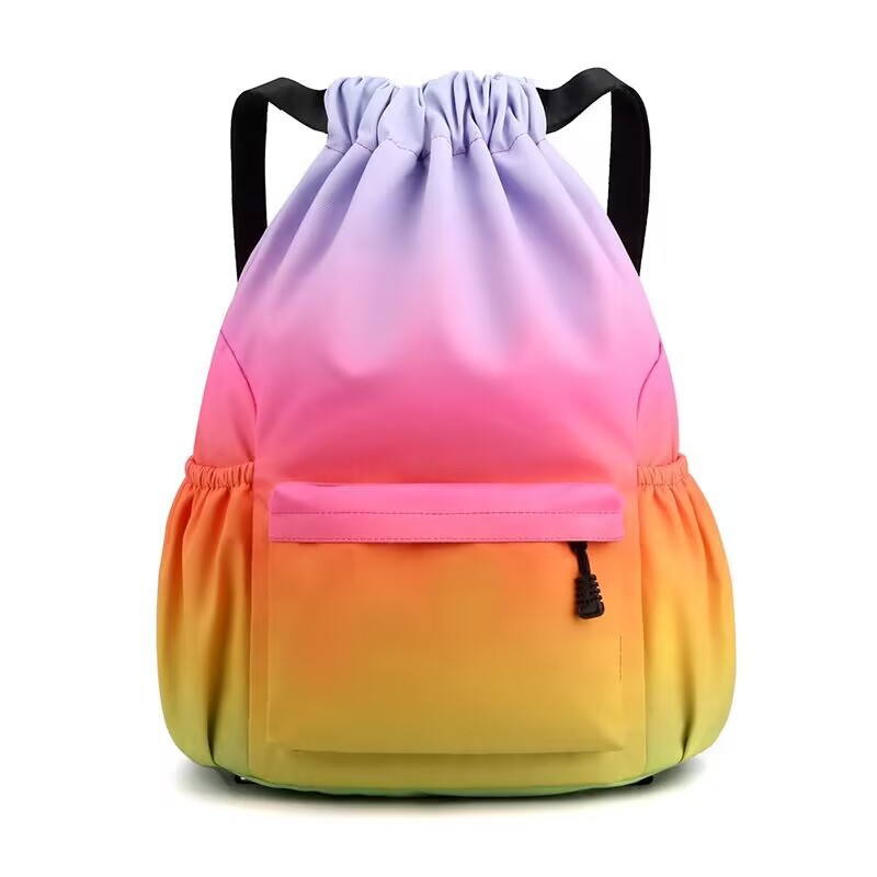 Waterproof Gradient Color Casual Travel Drawstring Backpack display picture 1