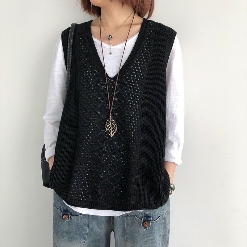レトロな文芸の袖なしのセーターの婦人服のニットベスト|undefined