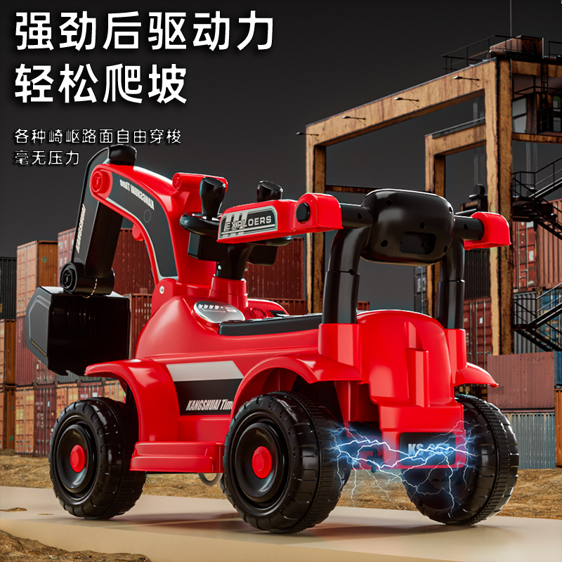 Excavadora eléctrica para niños, coche de juguete de control remoto para niños, gran tamaño para montar excavadora para bebés, coche de ingeniería para sentarse