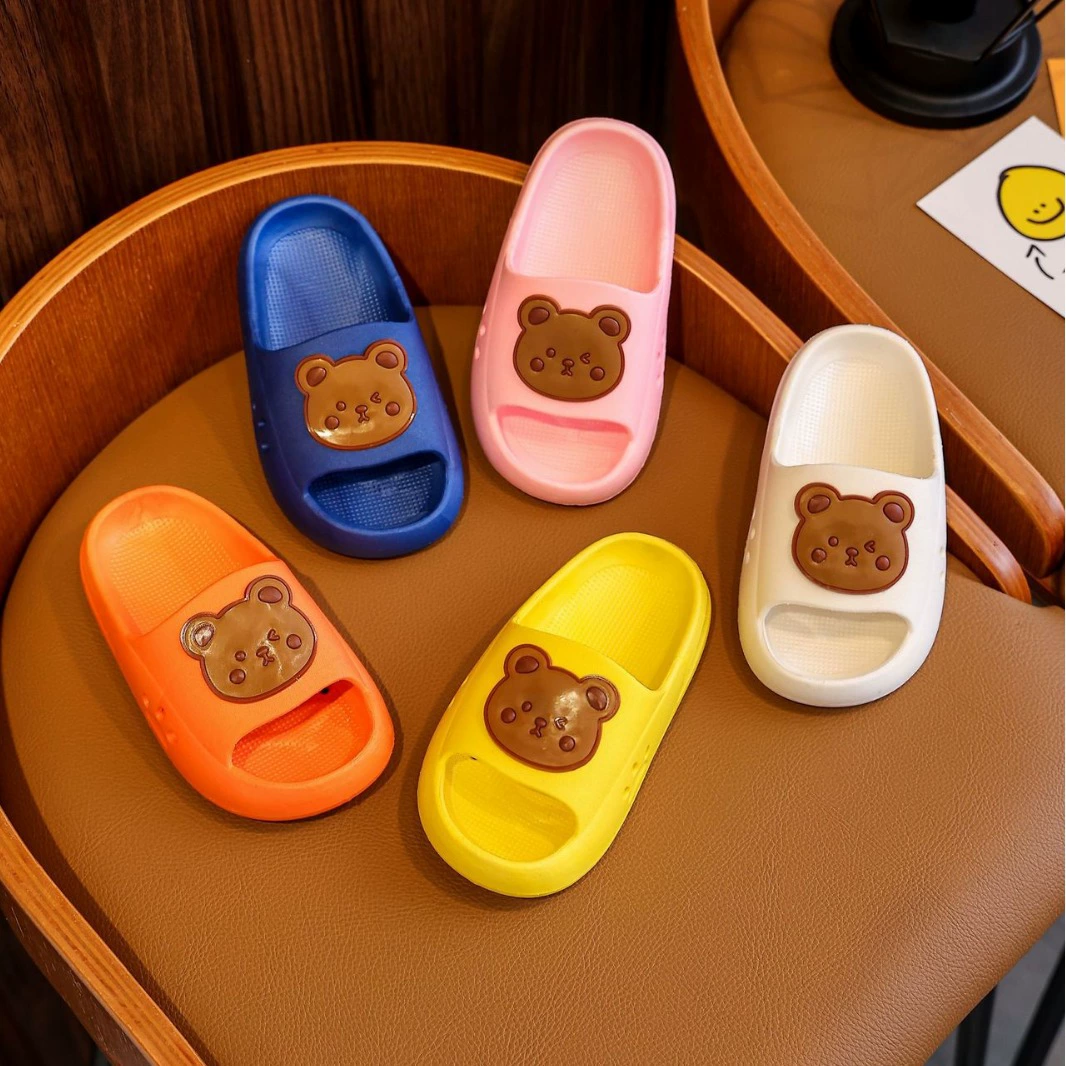 Оптовая продажа Поставка ПВХ пластиковый родитель-ребенок тапочки мультяшный медведь домашняя детская обувь милые детские тапочки