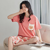 Cotton summer pijama, sleeves, set for leisure, comfortable trousers, with short sleeve, simple and elegant design, loose fit