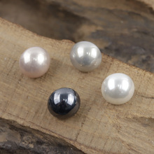 设计师款小香风时尚扁平半圆珍珠纽扣金属底扣子旗袍衬衫装饰钮扣