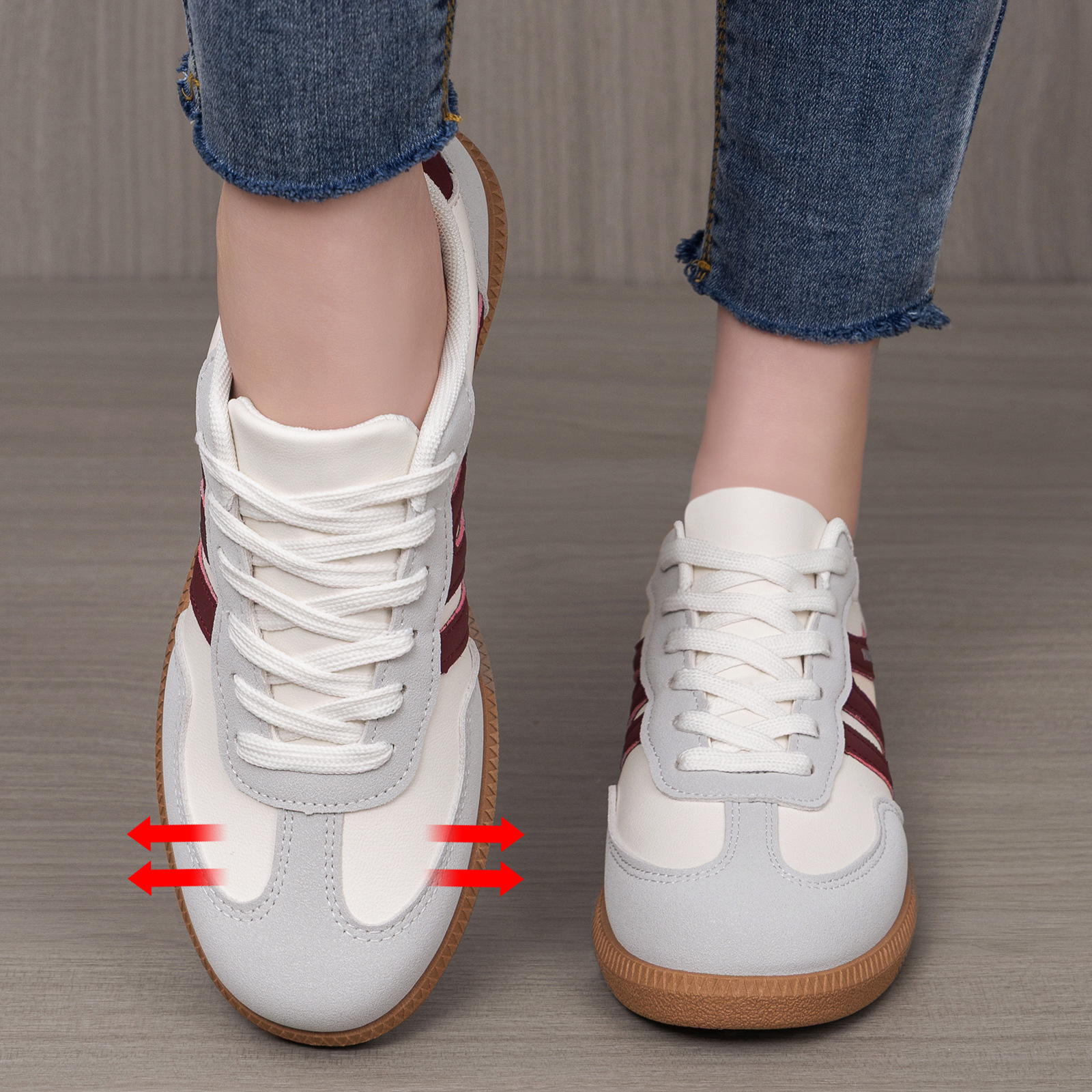 Zapatos de mujer transfronterizos TEMU color de moda zapatos de entrenamiento de estilo alemán retro europeo y americano zapatos planos de altura ancha zapatos casuales de boca ligera