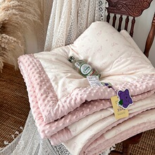 ins风韩国全棉双层纱保暖豆豆被可机洗纯棉加厚超细纤维被芯 批发