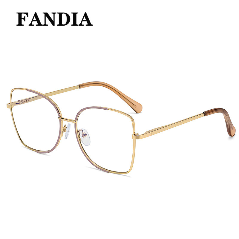 95820 nuevas mujeres de moda de metal marco grande gafas lisas marco completo anti-azul gafas de luz miopía gafas marco