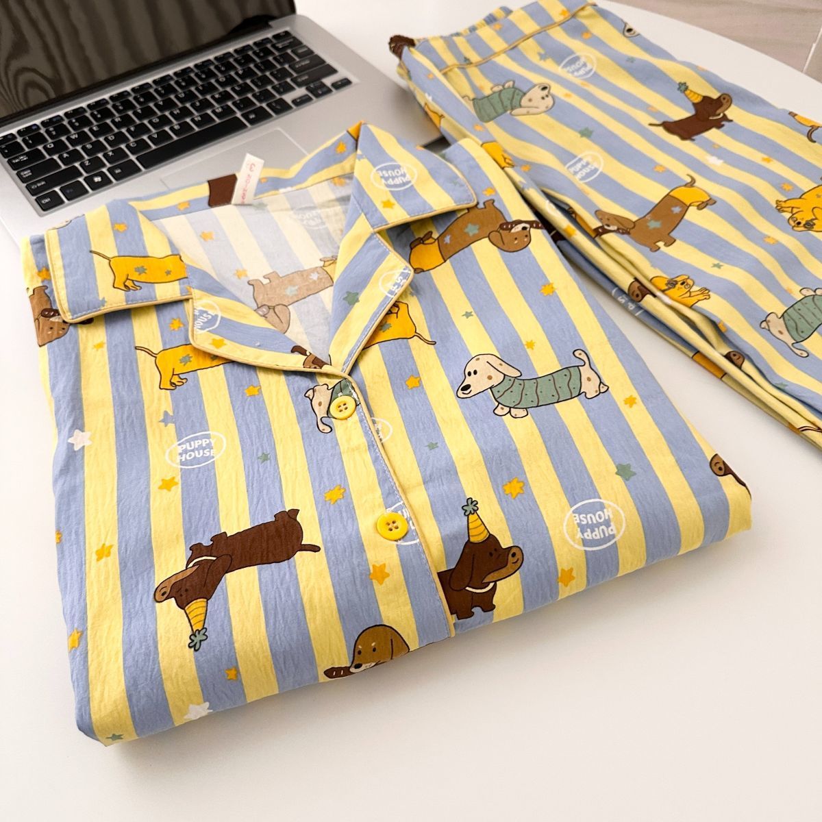 120G nubes de algodón pijama ropa para el hogar mangas cortas pantalones largos conjunto entidad mayorista sudeste asiático TK pedidos de comercio exterior transfronterizo