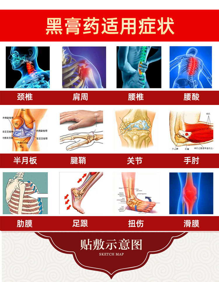 Miao Herbal Pain Relief Patch for Neck Shoulder Waist Knee Joint Support 8 Patches Per Box in use