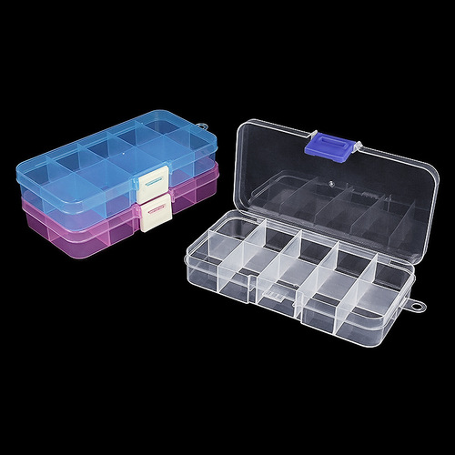 Fixed ten-compartment transparent storage box, fixed jewelry transparent loose beads, electronic accessories, button beading plastic box
