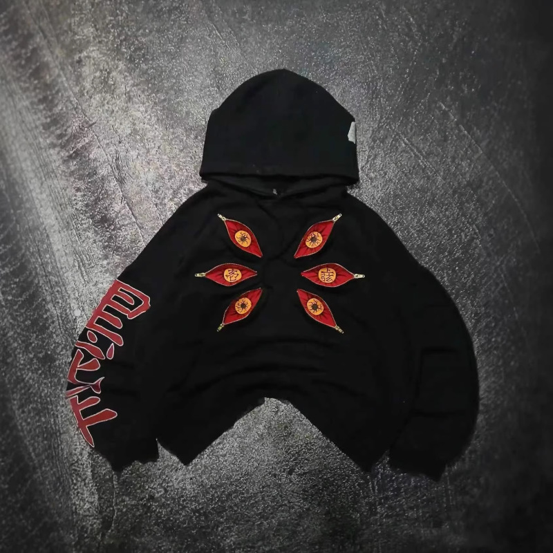 2026 New Style Dark Style Six-Eye Zipper Closure Hooded Sweatshirt Vintage Loose Street Fashion Top