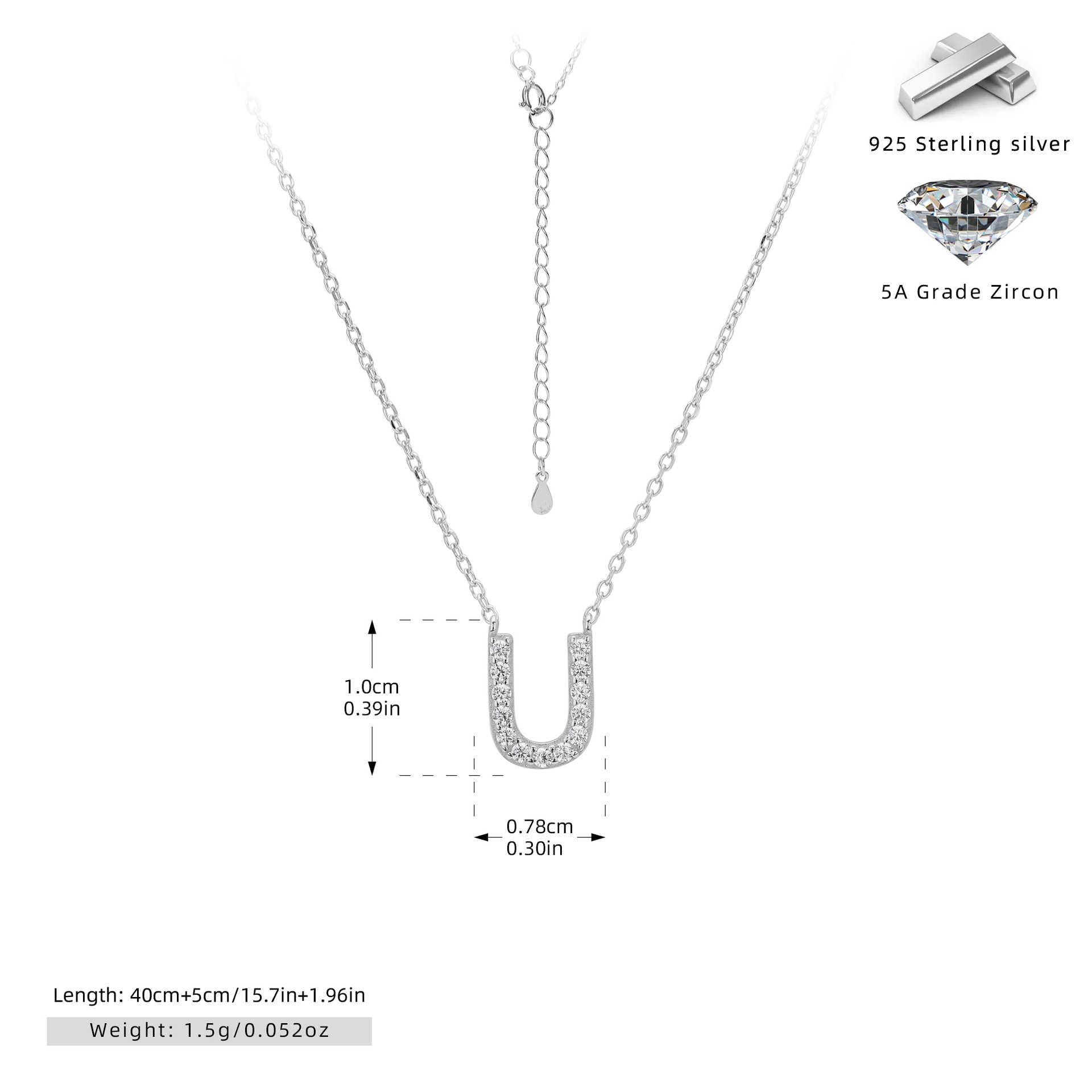 925 Silver Plated Platinum-U