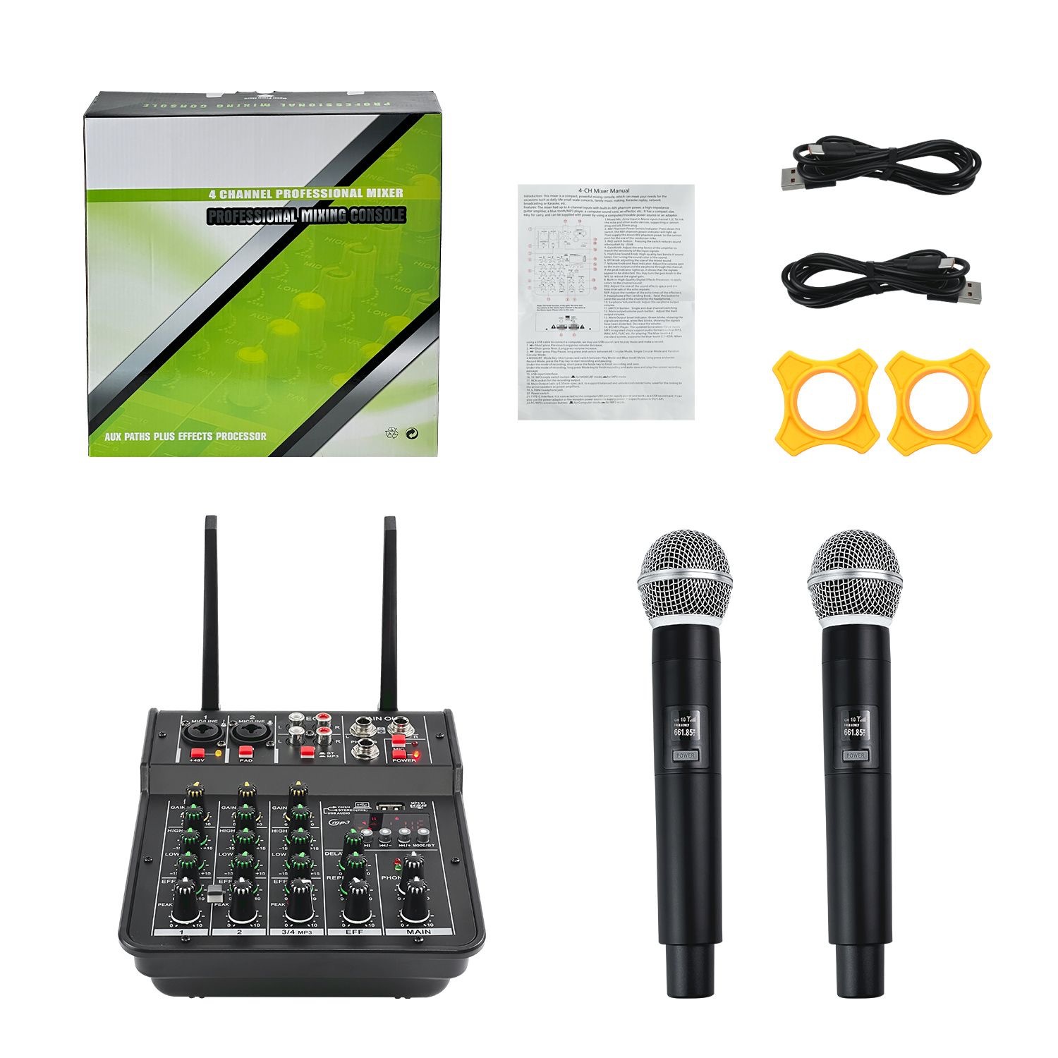 Fabricante transfronterizo de 4 vías mezclador Bluetooth pequeño profesional con efecto de reverberación micrófono K canción reunión de rendimiento de escenario