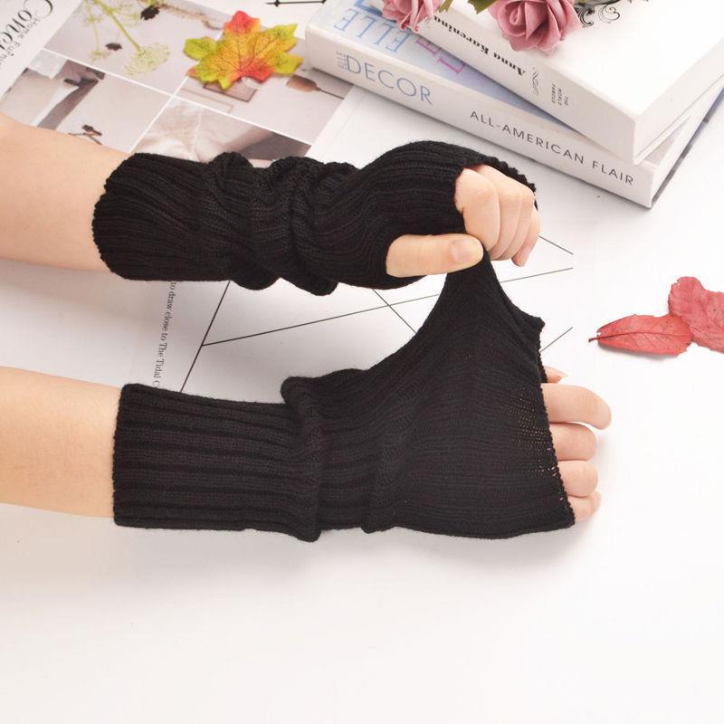Bungee hip-hop cálido manga de punto JK otoño invierno japonés Harajuku ninja guantes de dedo expuesto mujeres oscuras