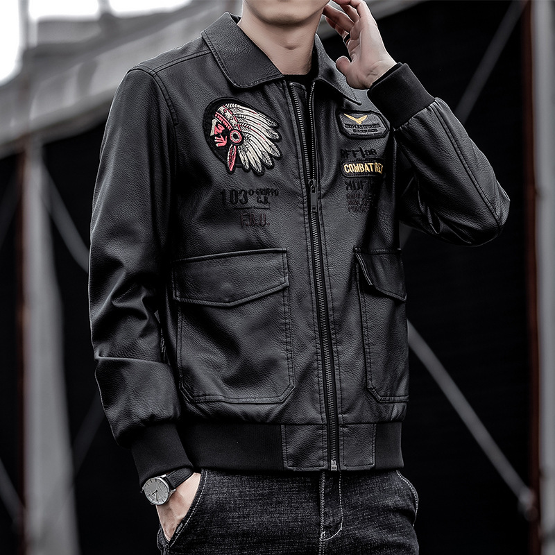 Cross-border foreign trade 2022 Autumn and winter new pattern Plush thickening Indian Embroidery leather clothing locomotive Jacket