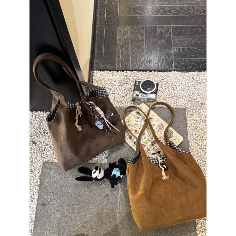 Autumn and Winter New Retro Trendy Armpit Shoulder Bag Brown Suede Fashion Leopard Print Large Capacity Tote Bag