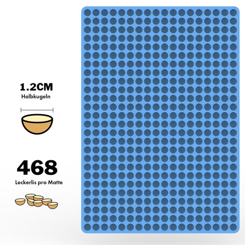 Semi-spherical baking pan mat 468-hole mini dog food silicone baking pan 1.2cm hemispherical dog biscuit baking mold