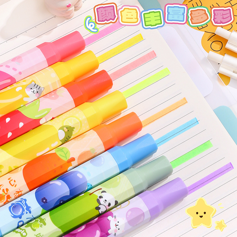 Gran capacidad resaltador estudiante pluma fluorescente color brillo marcador chica lindo rotulador