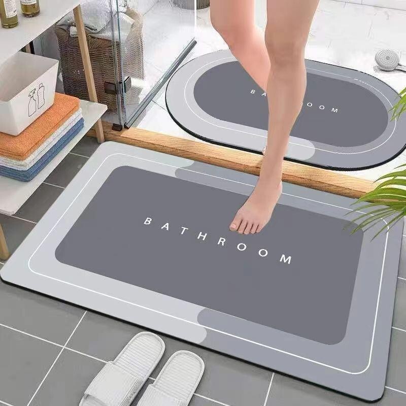 Simple Style Diatomaceous Earth Floor Mat, Water-Absorbent, Non-Slip Bathroom Mat, Dirt-Resistant, Wear-Resistant, Easy to Maintain, Entryway Bathroom Carpet