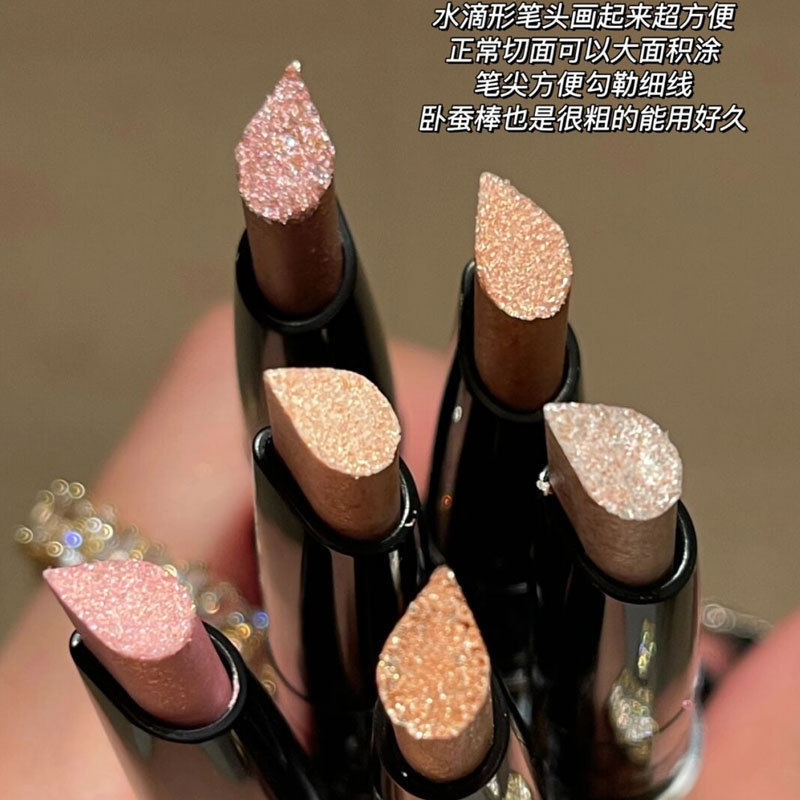 Shiny Highlighter Pen, Pearlescent Clear and Sparkling Diamond, Brightening Silkworm Pen, Eye Shadow, Face Contouring Single Color Highlighter Cream
