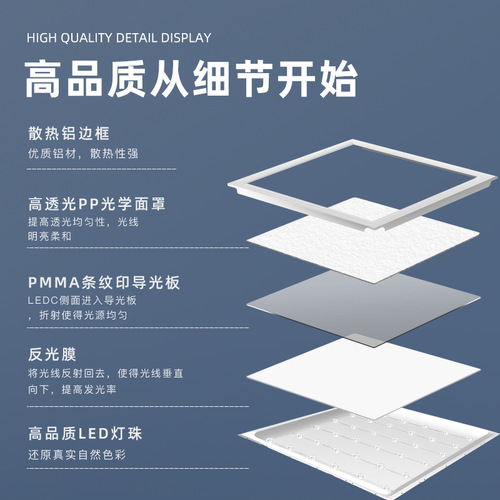 LED flat panel light 600*600, engineering flat panel light 300x300*600, embedded aluminum panel light 30*60
