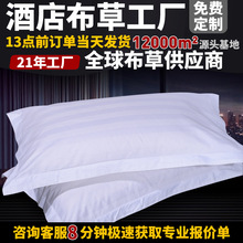 全棉白色3公分2缎条宾馆民宿酒店布草枕套涤棉条纹医院枕头