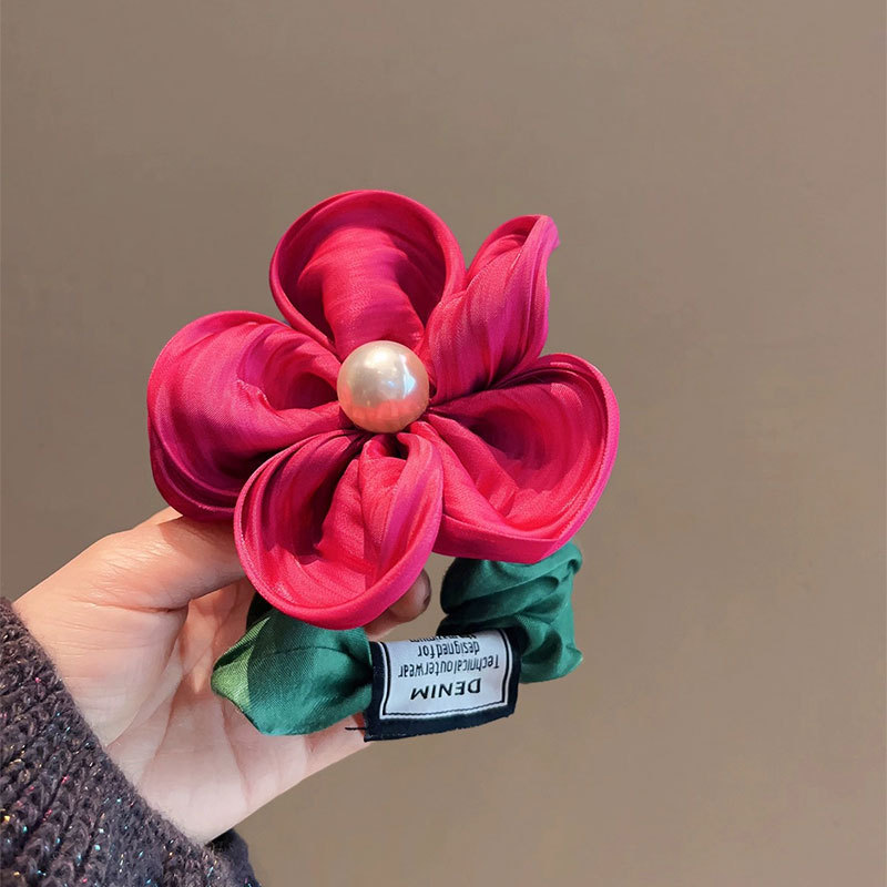 Cuerdas de cabeza de flores de alta sensación cabello de tocado duradero anillo de cabello de intestino grueso para mujeres 2024 nueva cuerda de cabello de cola de caballo de alta elasticidad