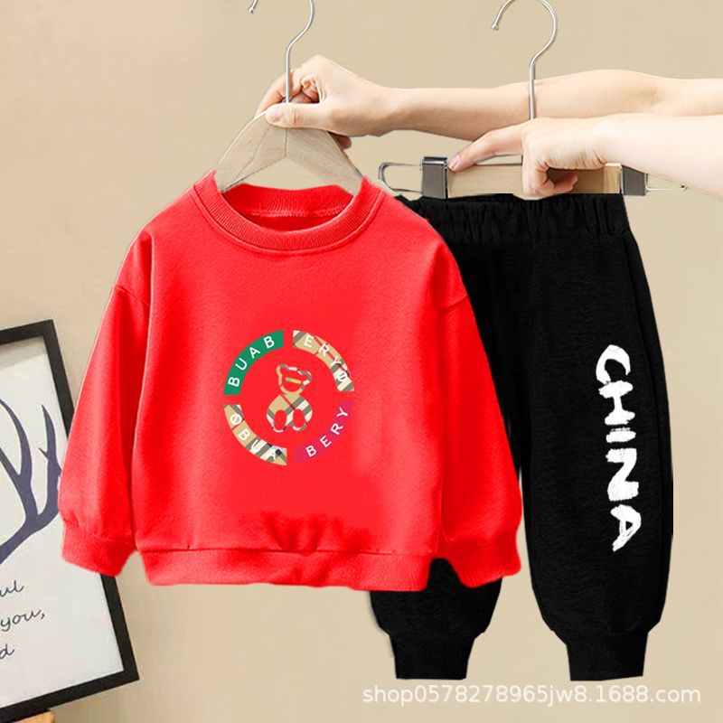 Spring and Autumn pure cotton stylish and fashionable 2022 new baby autumn long-sleeved sweatshirt two-piece set pic 4