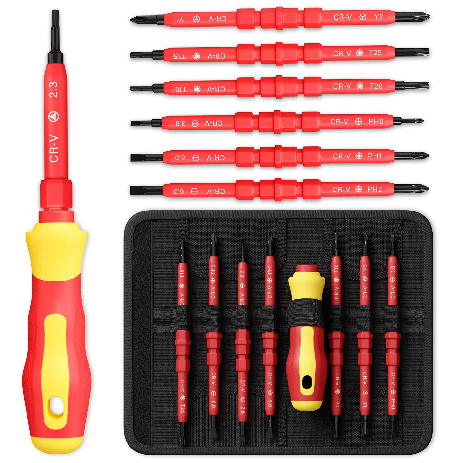 Screwdriver, universal tools set
