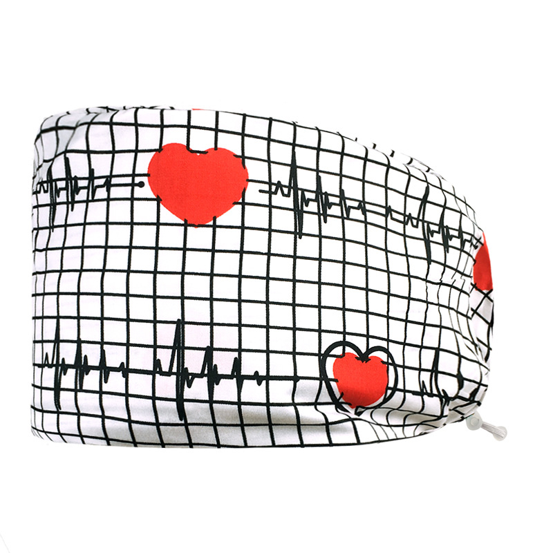 Pareja de dibujos animados lindo impreso puro algodón oral belleza médico tapa de trabajo tapa quirúrgica tapa de la enfermera de la sala de operaciones femenina