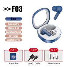跨境新款F03无线蓝牙耳机5.3透明太空舱运动耳机低延迟长续航TWS