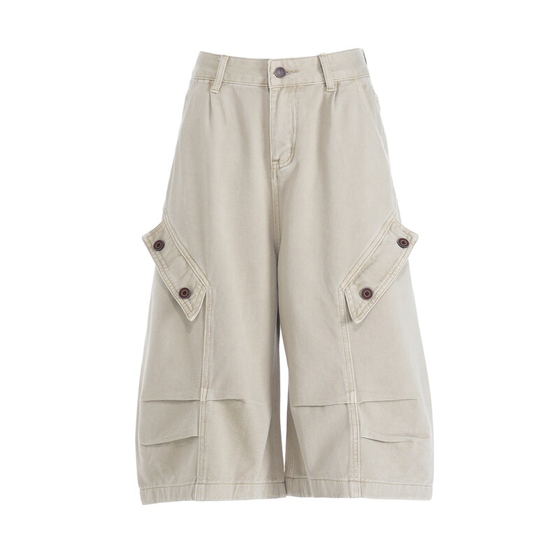 Shilin American-style workwear pleated cropped jeans for women, new summer high-waisted straight loose slimming cross-border style Shilin American-style workwear pleated cropped jeans for women, new summer high-waisted straight loose slimming cross-border style