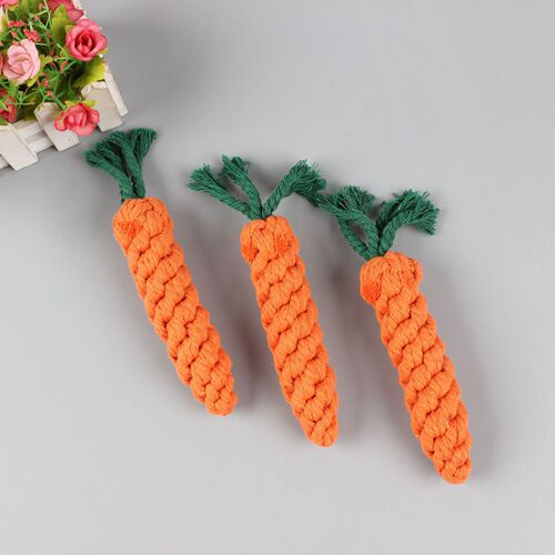 Carrot Dog Chew Rope Pet Toy Dog Durable Woven Cotton Rope Pet Chewing Rope Knot Cross-border Wholesale