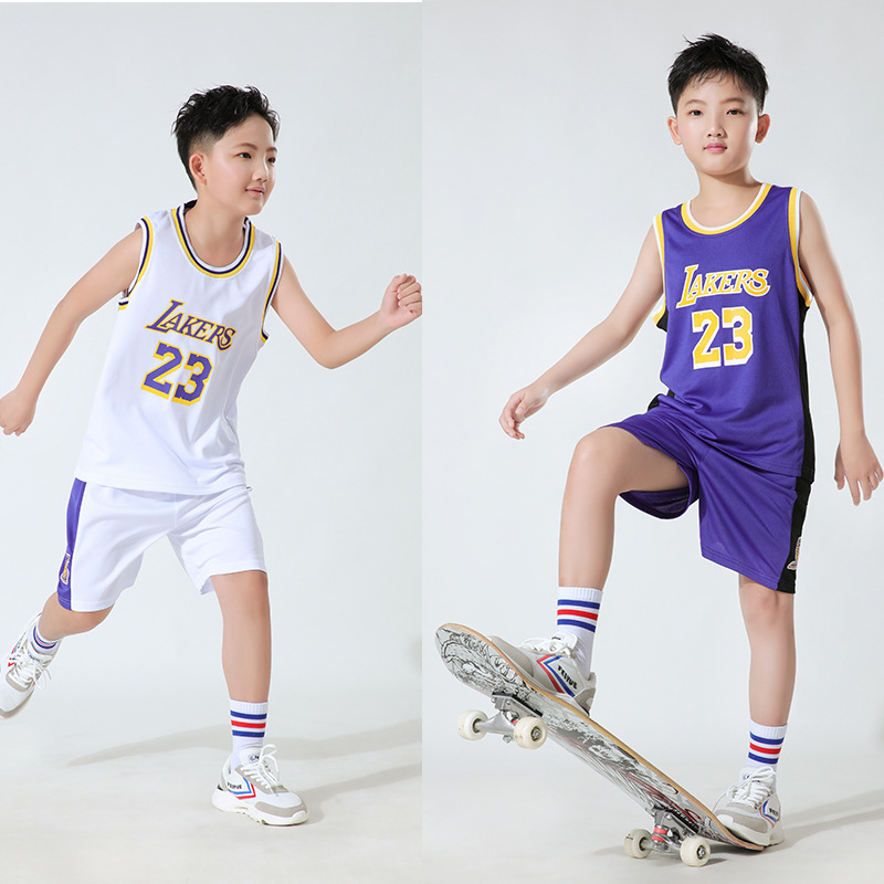 Basketball Uniform Kidsren's Vest Lakers No. 23 James Kobe Jersey Toddler Loose Training Suit Breathable